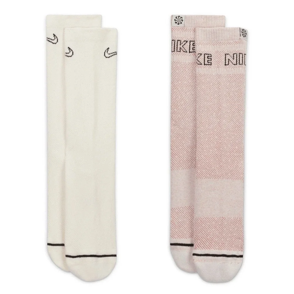 New 2pack Men's Nike Everyday Plus Undyed Cushioned Crew Socks 12-15 White/Adobe